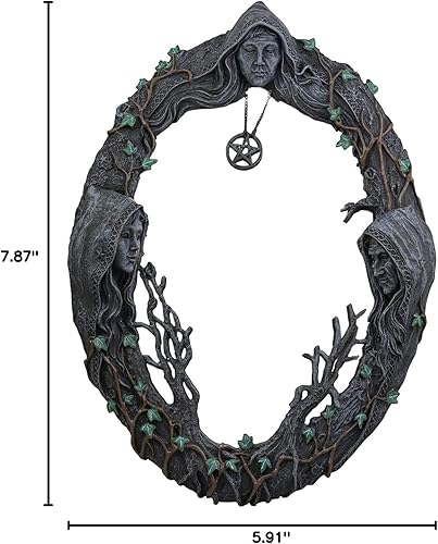 Miniatura 10 de fenlan Espejo de pared de diosa triple luna con espejo colgante retro puntiagudo