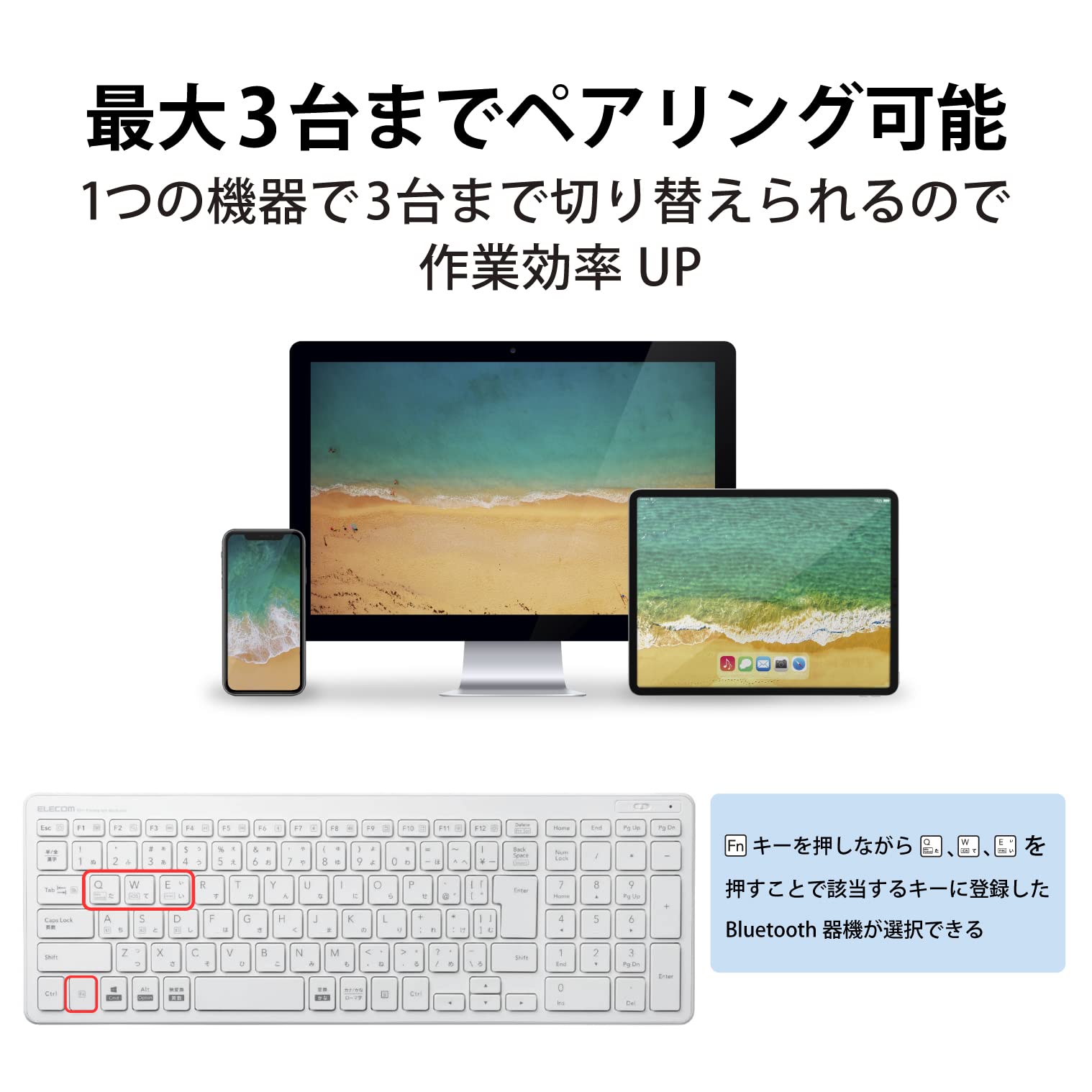 【中古】「未使用品」エレコム キーボード Bluetooth パンタグラフ コンパクトキーボード Windows・Mac・iOS・Android対応 ホワイト TK-FBP101WH Amazon.co.jp: エレコム キーボード Bluetooth パンタグラフ