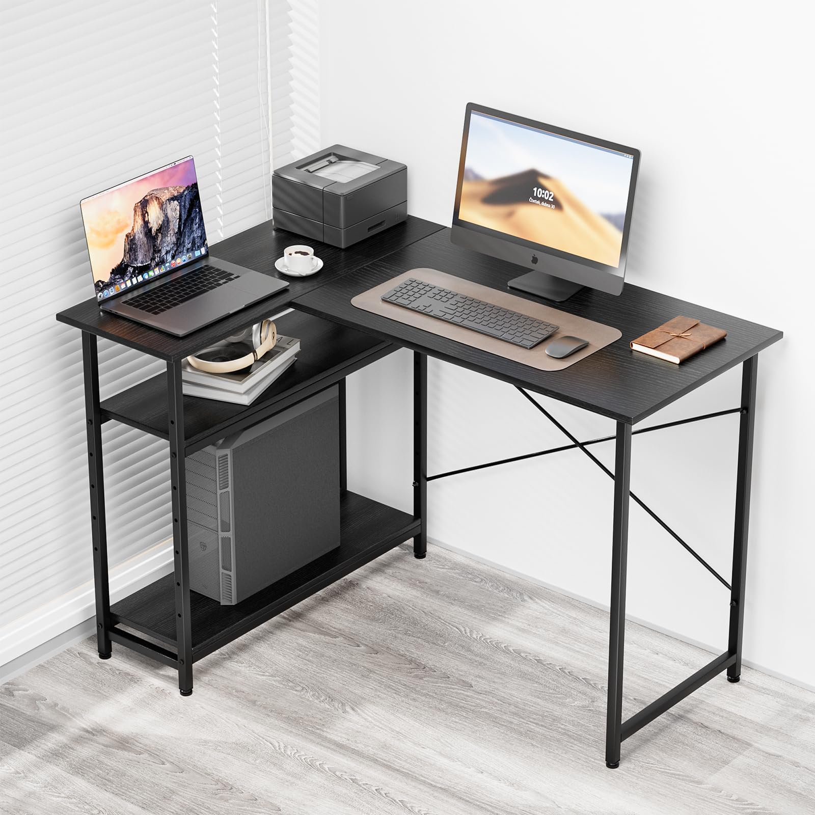 Amazon | L字デスク パソコンデスク 幅110×奥行48×高さ75cm 左右入替え