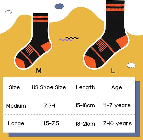 Miniatura 4 de Comfoex Calcetines deportivos de media pantorrilla acolchados para niños grandes de 4 a 10 años, 6 pares