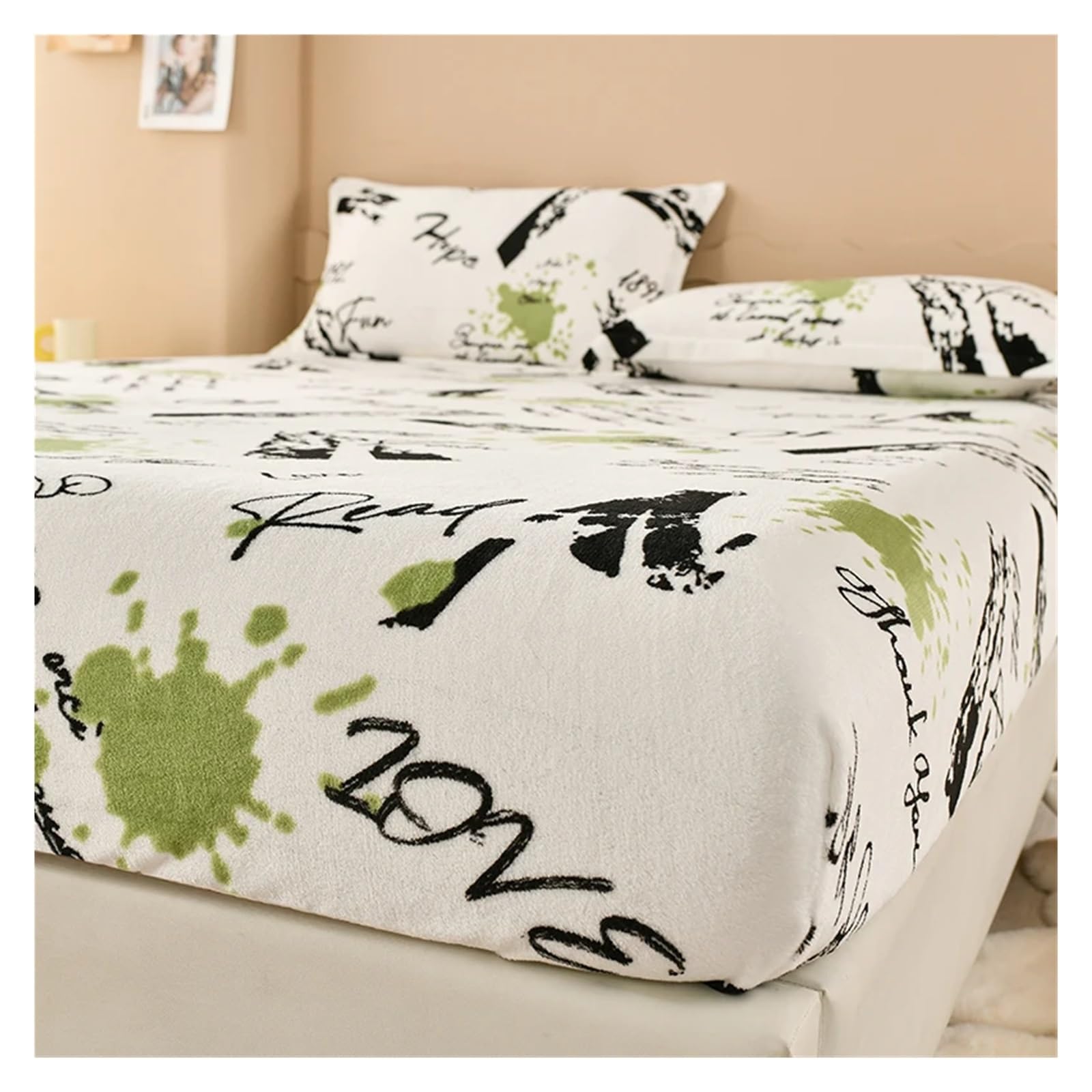 Fitted Sheet Super Warm Bed Sheet for Winter Cartoon Style Fitted Bed Sheet Queen/King Size fundas de colchón Reactive Printed All-inclusive(Xsgd,153x203x30cm 1pc)