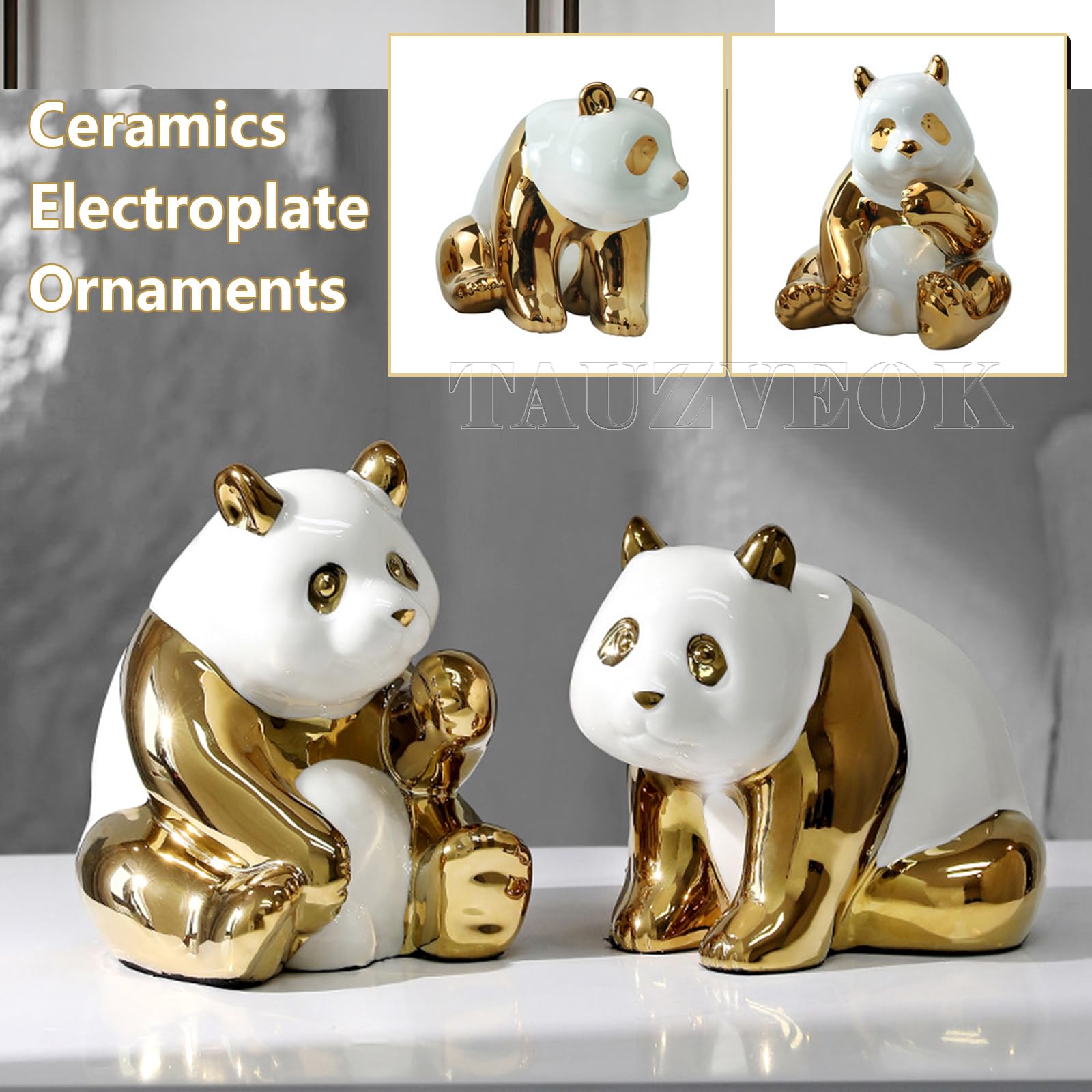 Decorazione con Scultura di Animali, Statuette Decorative in Ceramica, Statuette Decorative Moderne, sculture per la Decorazione di Soggiorno, libreria, Camera da Letto, Ufficio, Argento B