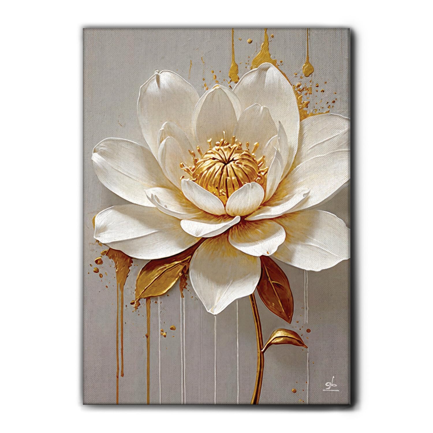 Giallobus - Gemälde - 08- Flower Relief - Premium Loom Canvas mit hoher Dicke - 35x50 - Bereit zum Aufhängen - Moderne Gemälde für zu Hause