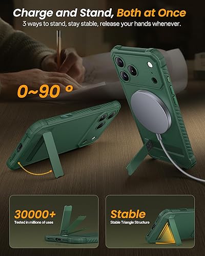 Miniatura 3 de Funda magnética para iPhone 17 Pro, soporte integrado y compatible con MagSafe y control de cámara, protección completa de la cámara, duradera,