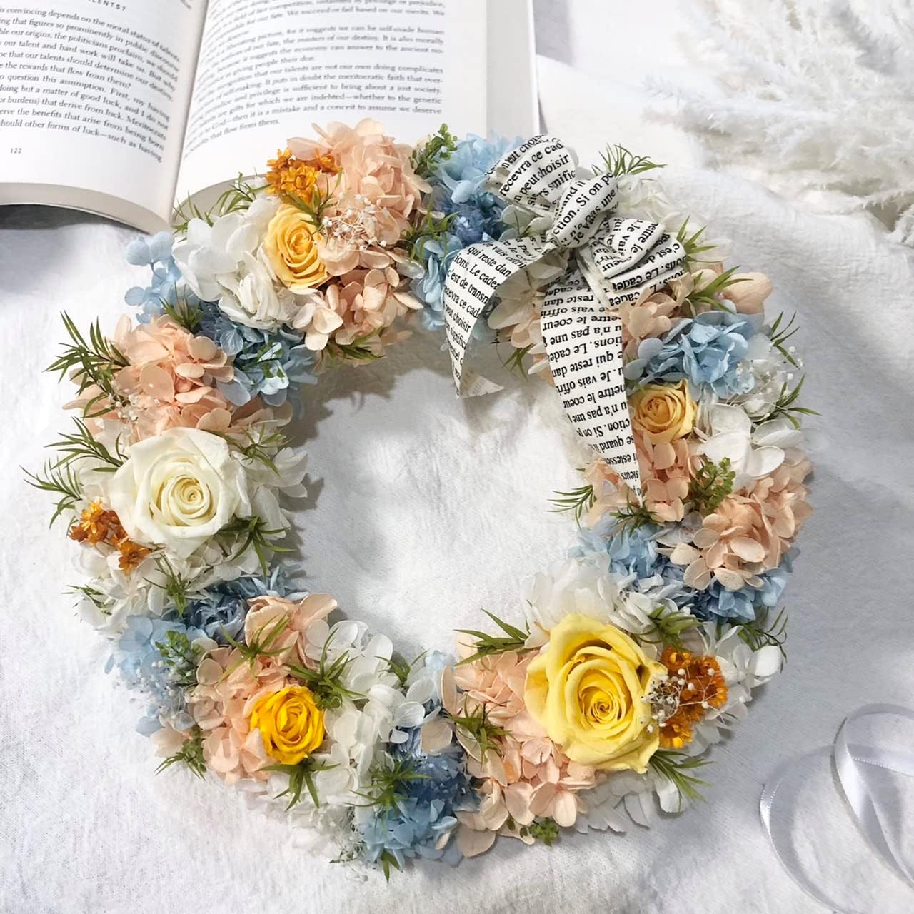 Lulu's ルルズ ピンクローズのフラワーリース アーティフィシャル