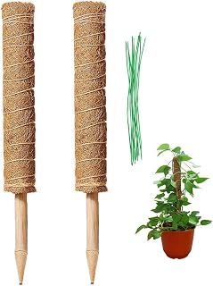 HH-LIFE 2 Pcs 16 Inch Moss Pole and 10 pcs Twist Ties, Totem Moss Sticks for Indoor Plants Climbing, Plant Support Totem Pole