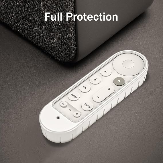 Fintie Remote Control Case for Google TV Streamer (4K) Voice Search Remote 2024 - [Beehive Series] Lightweight Non-Slip Shockproof Silicone Protective Slim Case Cover, White