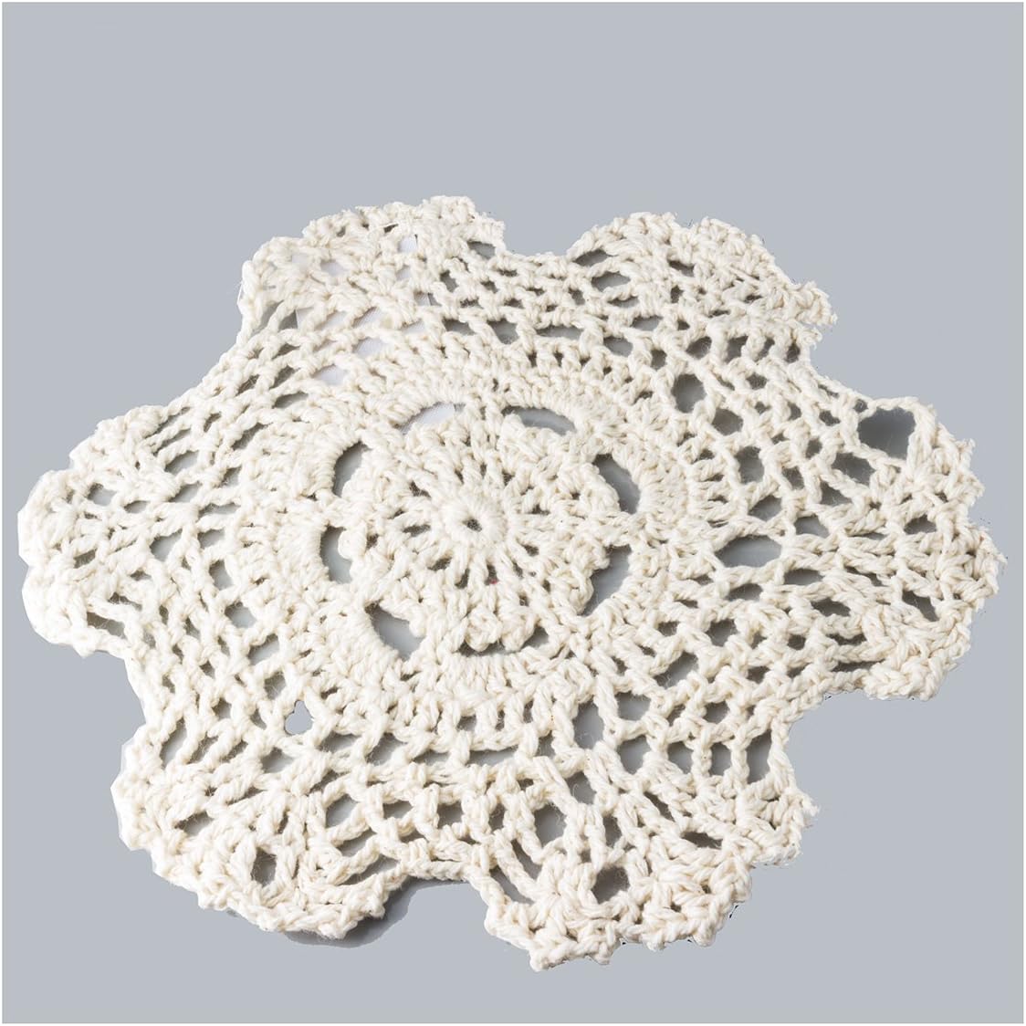 Handmade Crochet Lace Doily/Coaster. 100% Cotton Crochet. White, 6 Inch Round. 12 Pieces.