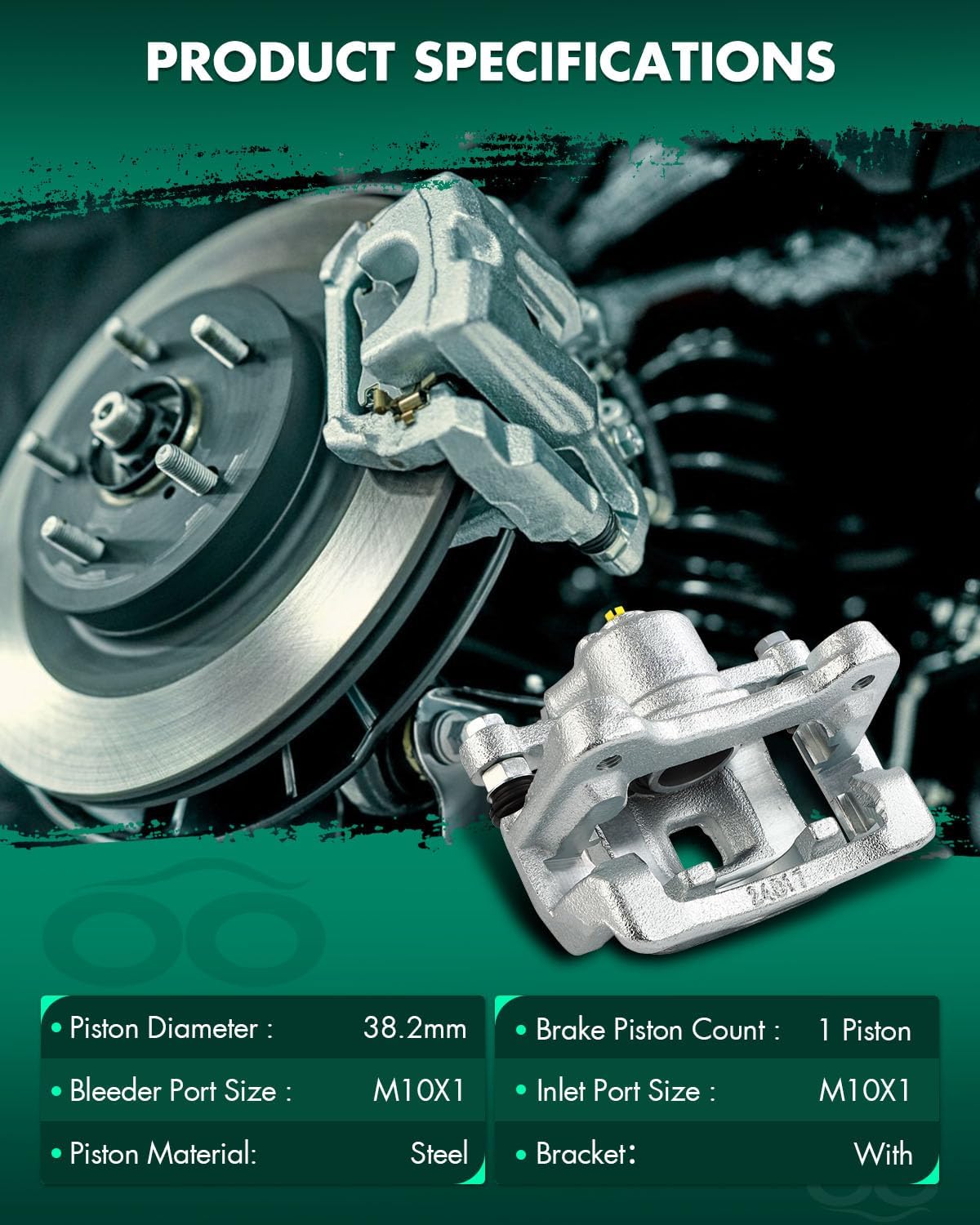 SCITOO Rear Right Brake Caliper With Bracket 19B6466 Compatible For Hyundai For Azera 2012-2017,For Kia For Optima 2011-2016