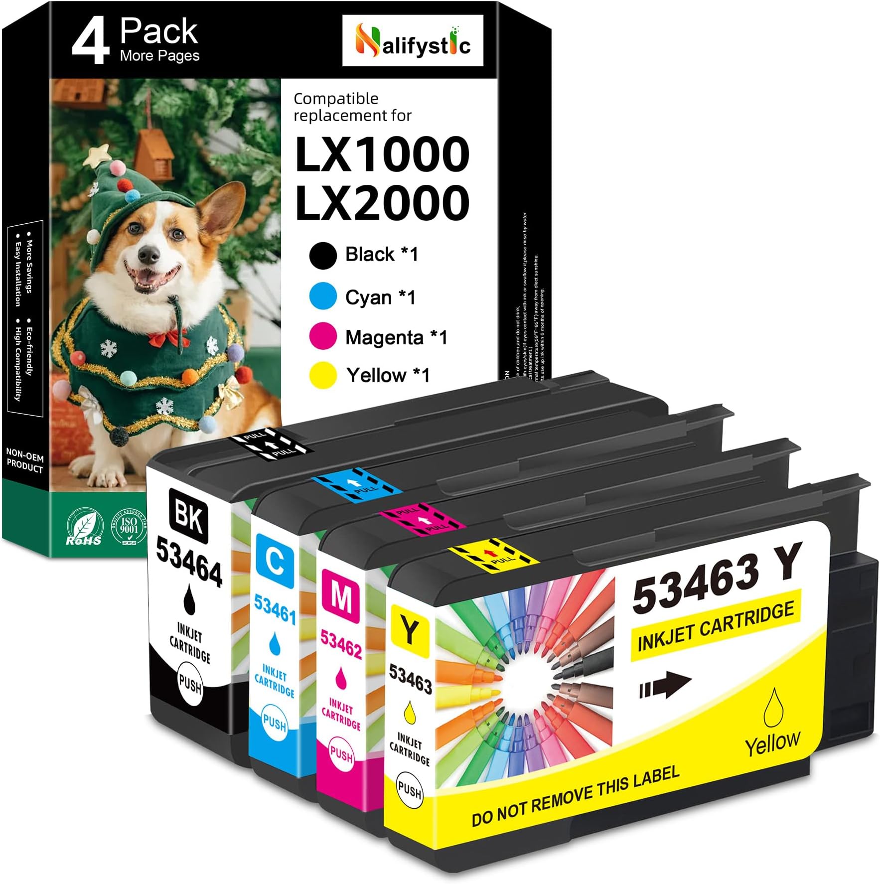 Compatible LX1000 LX2000 Ink Cartridge for Primera 53461 53462 53463 53464 Ink Replacement for Primera LX1000 LX2000 Color Label Printers