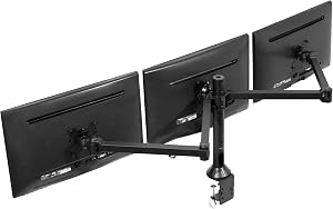 VIVO Triple 23 to 32 inch LED LCD Computer Monitor Desk Mount VESA Stand, Heavy Duty Fully Adjustable Tilt, Swivel, and Rotation, Fits 3 Screens, Black, STAND-V103