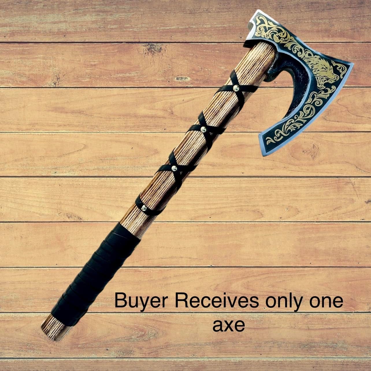 Poshland AX-7004 Custom Gift Forged Carbon Steel Viking Axe with Rose Wood Shaft, Viking Bearded Camping Axe