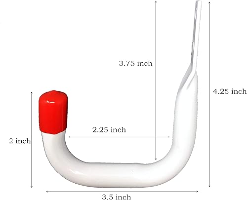 Miniatura 2 de Tetra-Teknica UH03-6P-W Ganchos de almacenamiento de garaje resistentes, color blanco, 6 por paquete