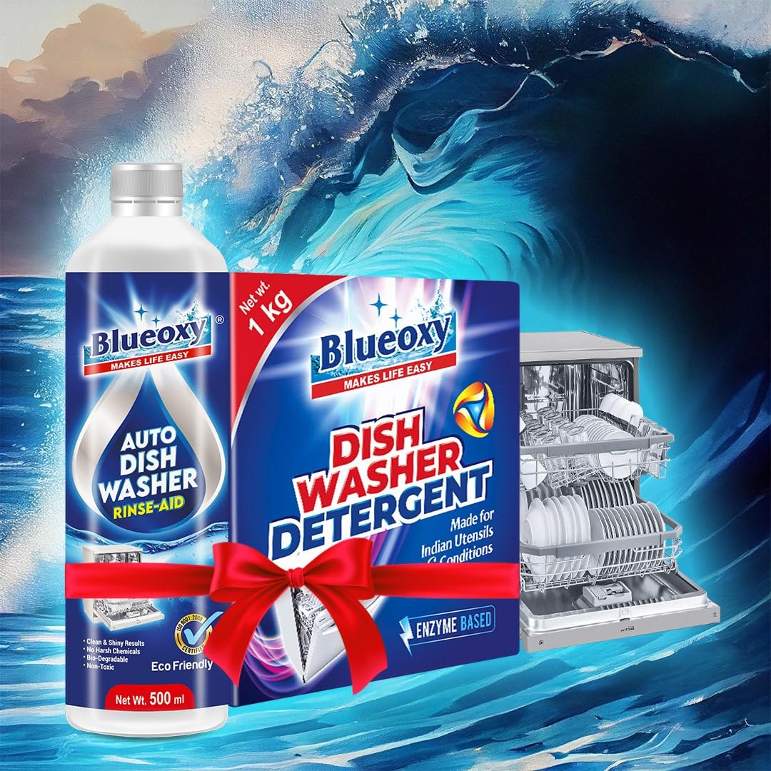 Blueoxy Auto Dishwasher Rinse Aid Non -Toxic and Biodegradable 500 ml + Blueoxy Auto Dishwasher Detergent Powder - Used for All Dishwasher Brands - 1 Kg (Combo Pack) (B08S6V114Y) Amazon Price History, Amazon Price Tracker