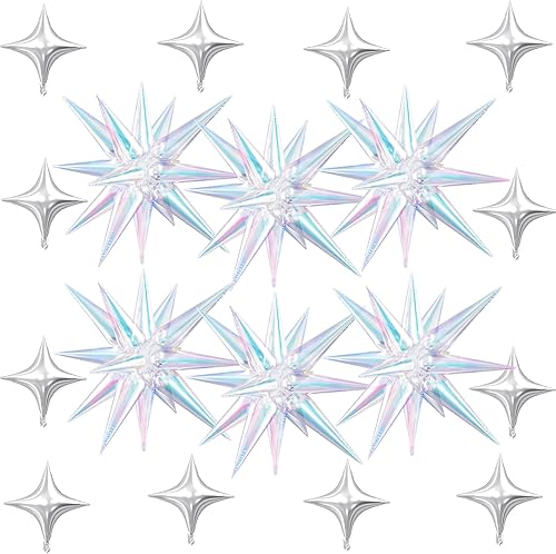 Miniatura 26 de 18 globos de estrella rojos, verdes y dorados, globos de aluminio de estrellas de Navidad con 6 globos de estrella en explosión de 22 pulgadas, 12