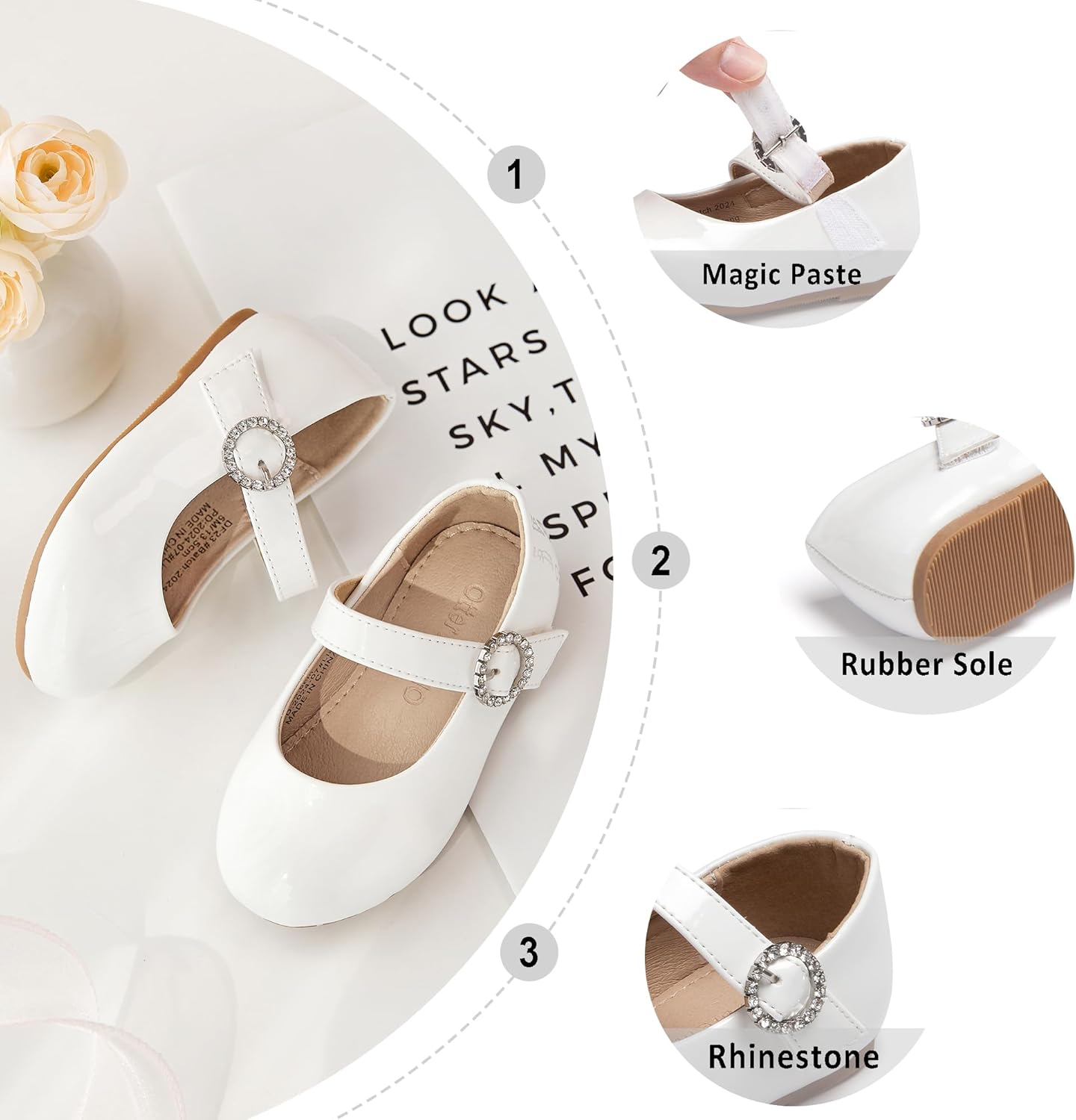 Otter MOMO Toddler Little Girls Princess Shoes Mary Jane Ballerina Flats Flower Girl Dress Shoes - Image 5
