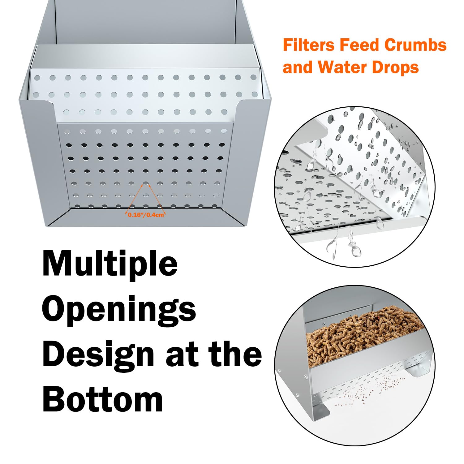 Metal Rabbit Feeder, 5-Pound Capacity Rabbit Feeder, Outdoor Small Animal Feeder for Rabbits, Chicks, Cats, Guinea Pigs, Free Large Capacity Small Animal Water Bottle - image 4
