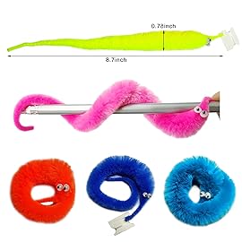 SHENGSEN 12 Pieces Fuzzy Worm Toys Worms On String Bulk Trick Toy Party Favors for Kid Cat (6 Colors)