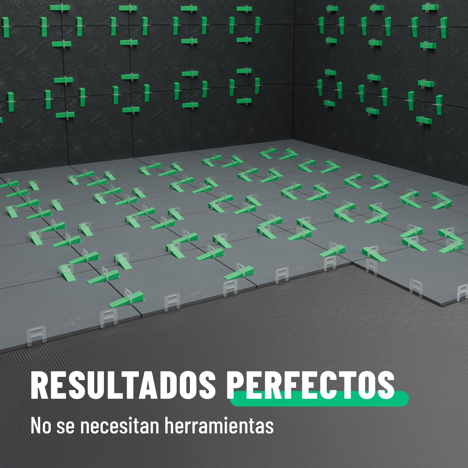 greate Sistema de niveladores azulejos 1100 Piezas 2mm | Ayuda para Colocación de Azulejos con 1000 Lengüetas y 100 Cuñas azulejo - niveladoras suelo, alicatado