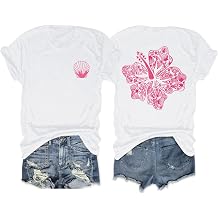 Hawaiian T Shirts for Women Oversized Aesthetic Hibiscus Flower Beach Shirt Teens Preppy Tropical Graphic Tee Tops