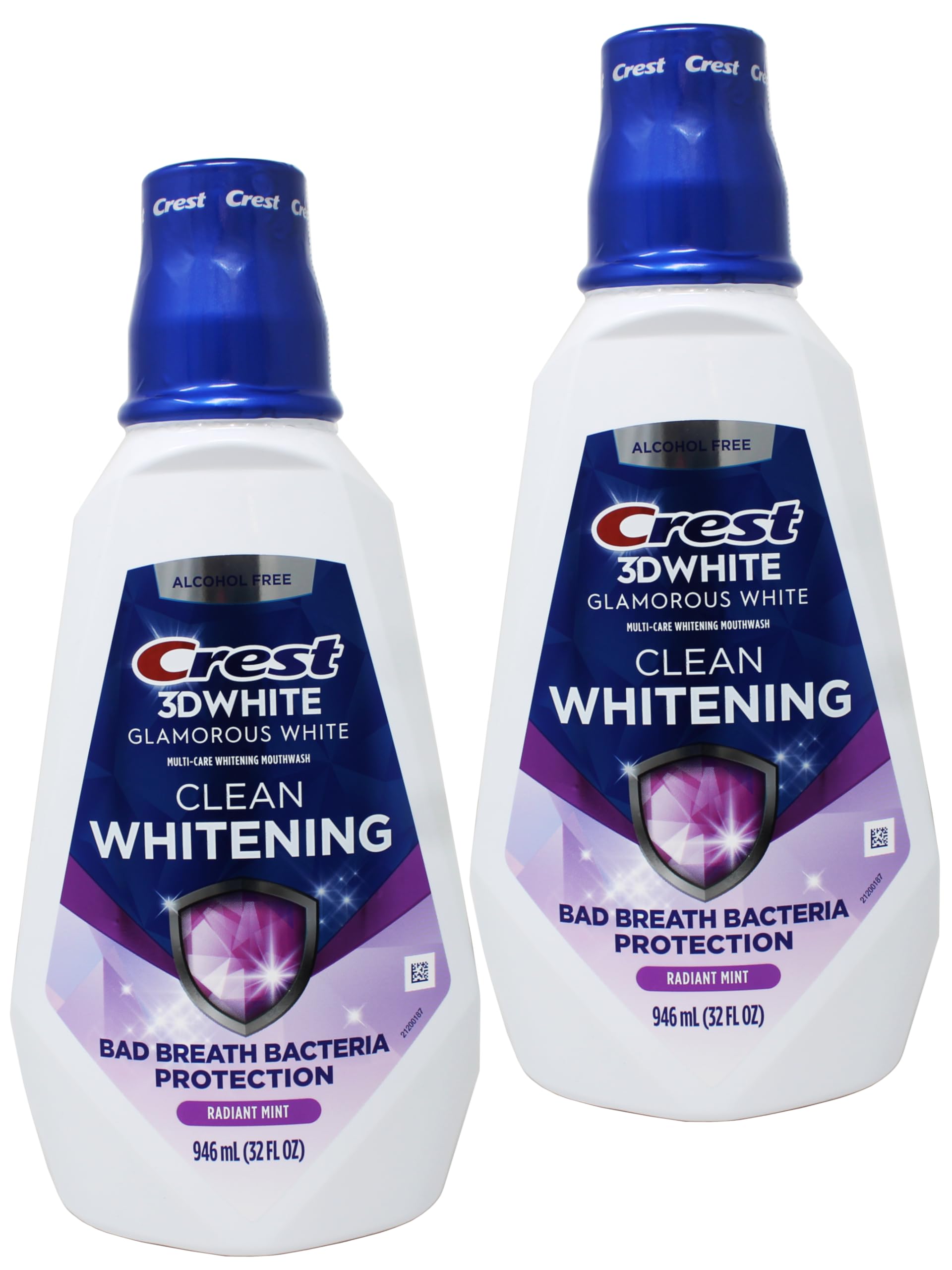Crest - 3D White Glamorous White - Multi- Soins Blanchissant - Parfums Menthe Fraiche, Bain De Bouche 946 Ml