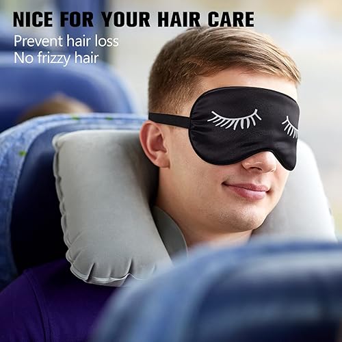 Miniatura 7 de Jecery 6 máscaras de seda para dormir, máscaras suaves para los ojos, ajustables, con máscara para dormir con bolsa de almacenamiento para mujeres y