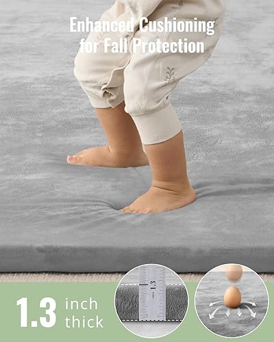 Miniatura 2 de Blissful Diary 1.3" Thick Baby Play Mat, 71x59 Playpen Mat with Removable & Washable Cover, Extra Large Crawling Rug for Floor, Foam Cushion &