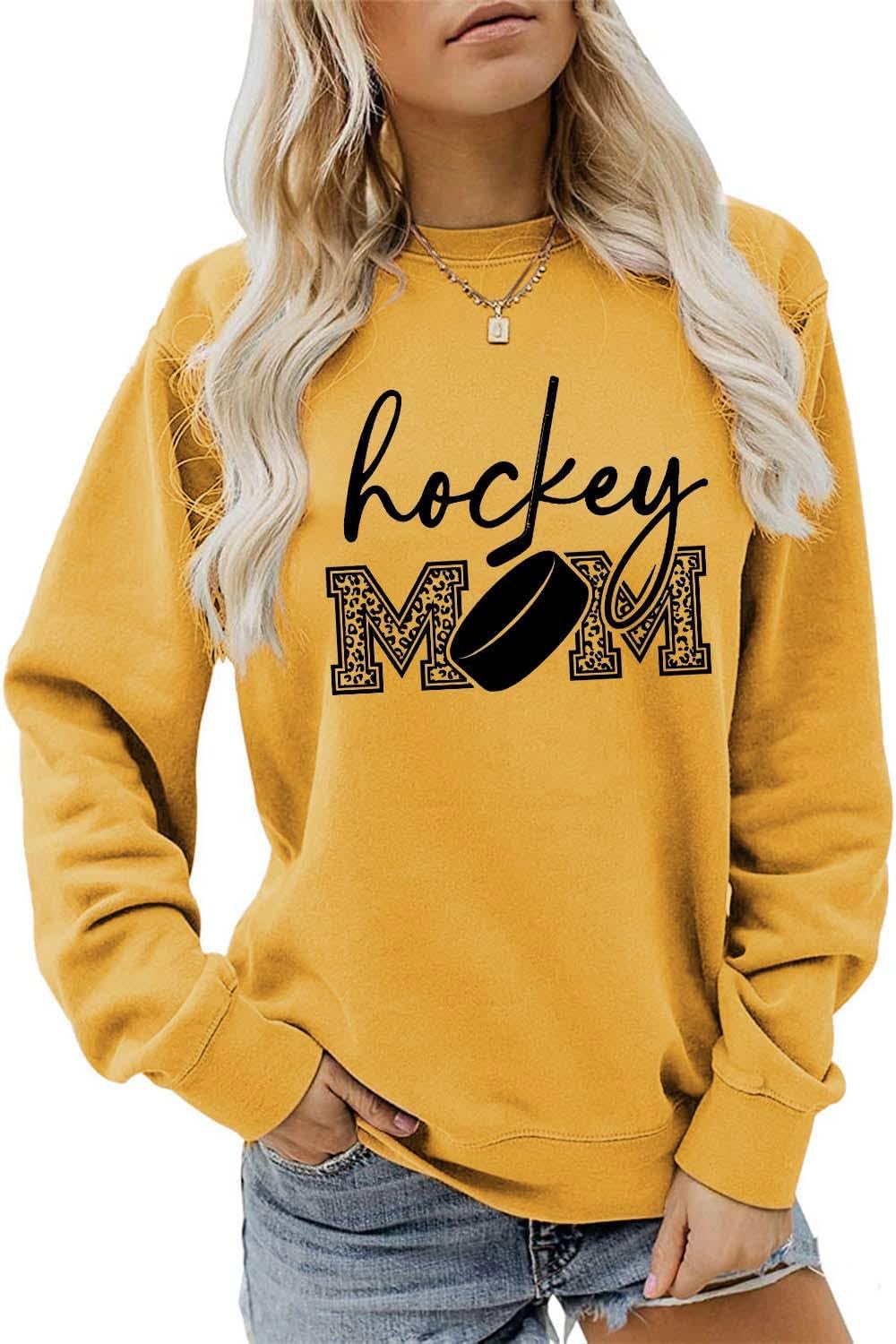 Hockey Mom Sweatshirt Funny Game Day Hockey Mama Shirt Women Crewneck Hockey Vibes Sweater Cute Graphic Pullover Tops