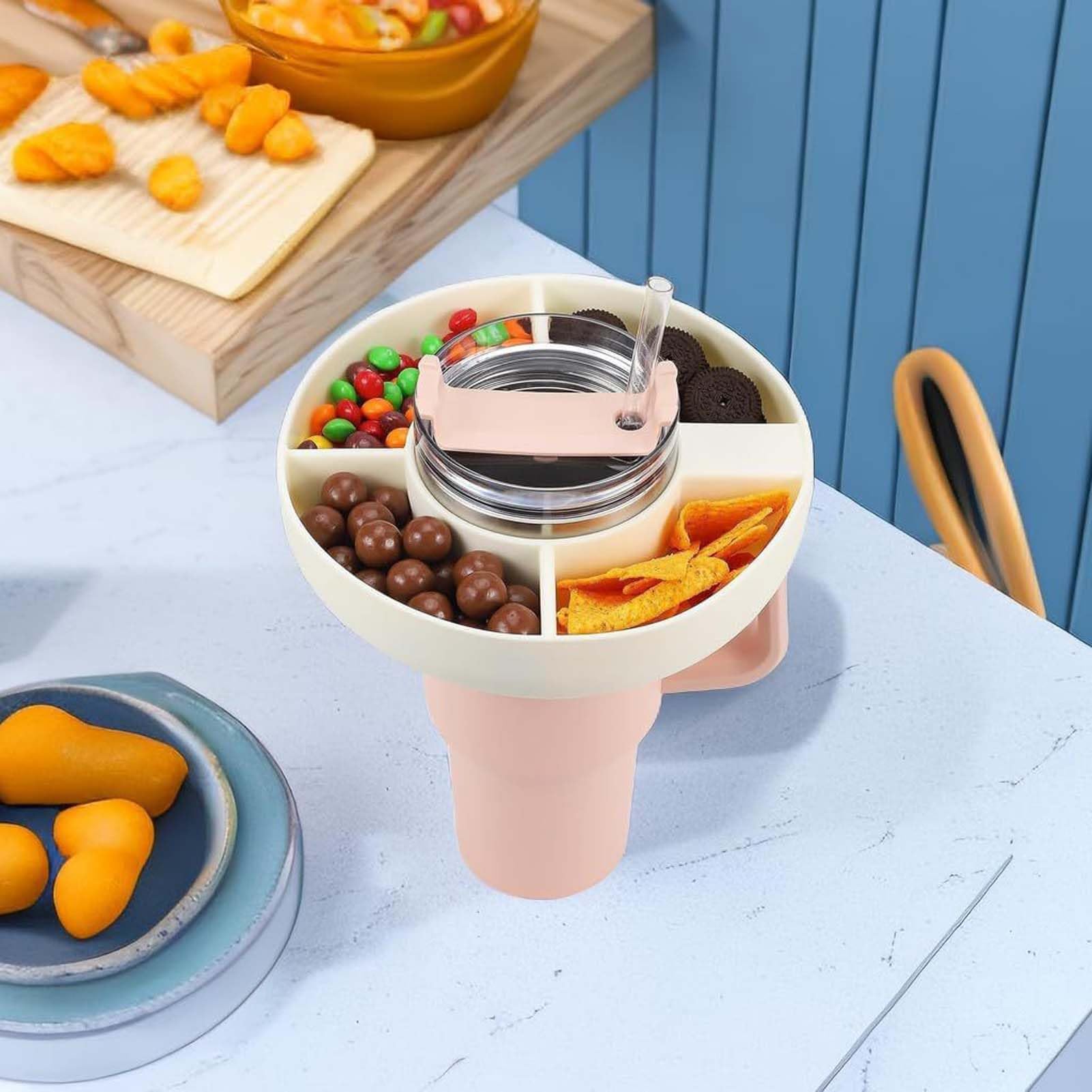 Vassoio Snack Per Stanley Cup 40 Oz - Con 4 Scomparti In Silicone Riutilizzabile