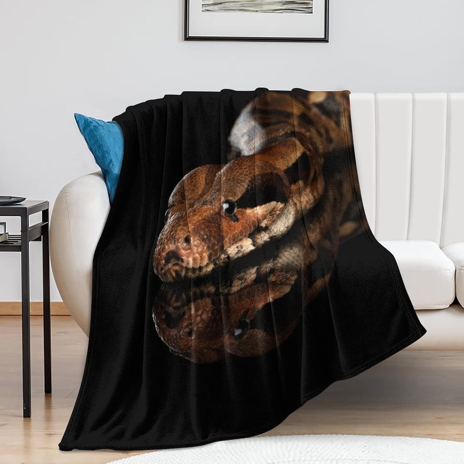 Snake Boa Constrictor Large Plush Blankets Soft Cozy Flannel Throw Durable Warm Blanket 50"x60"