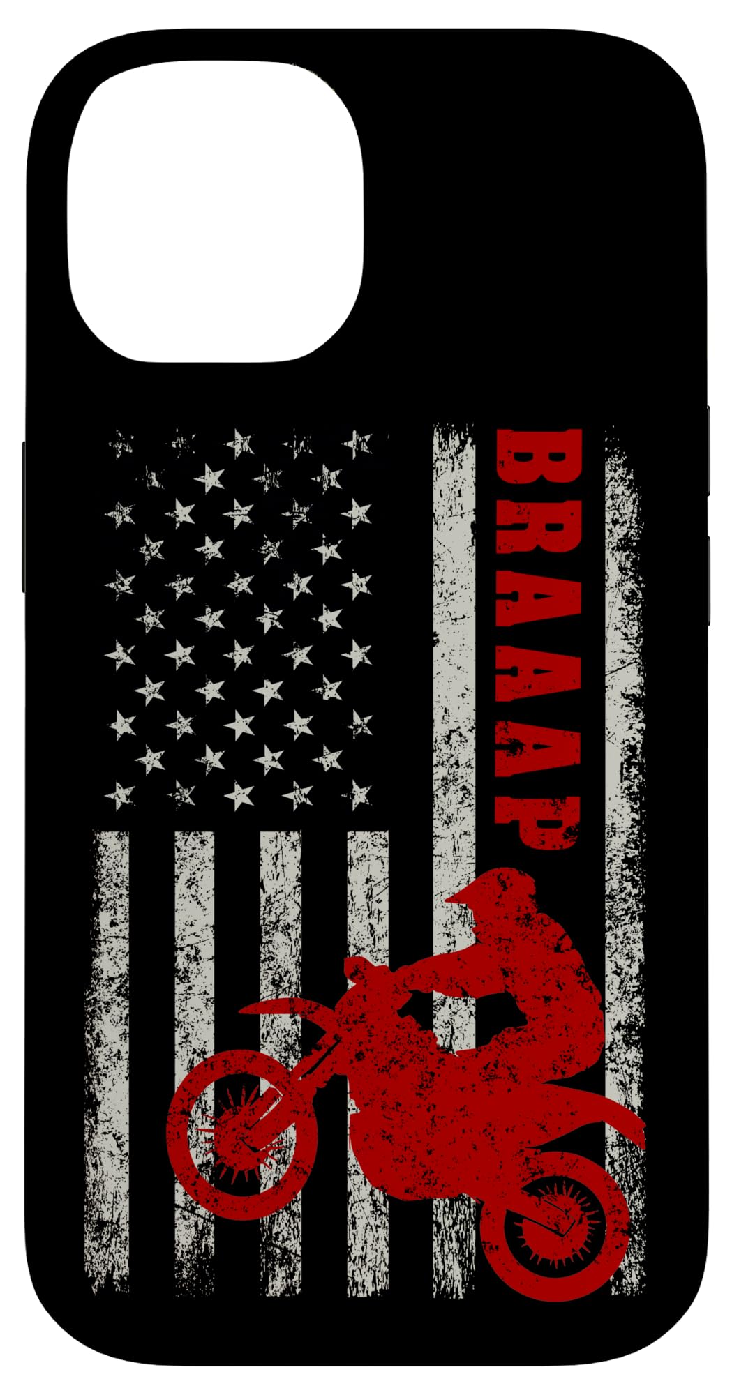 Braaap Vintage USA American Flag Dirt Bike Rider Motocross Case for iPhone 14