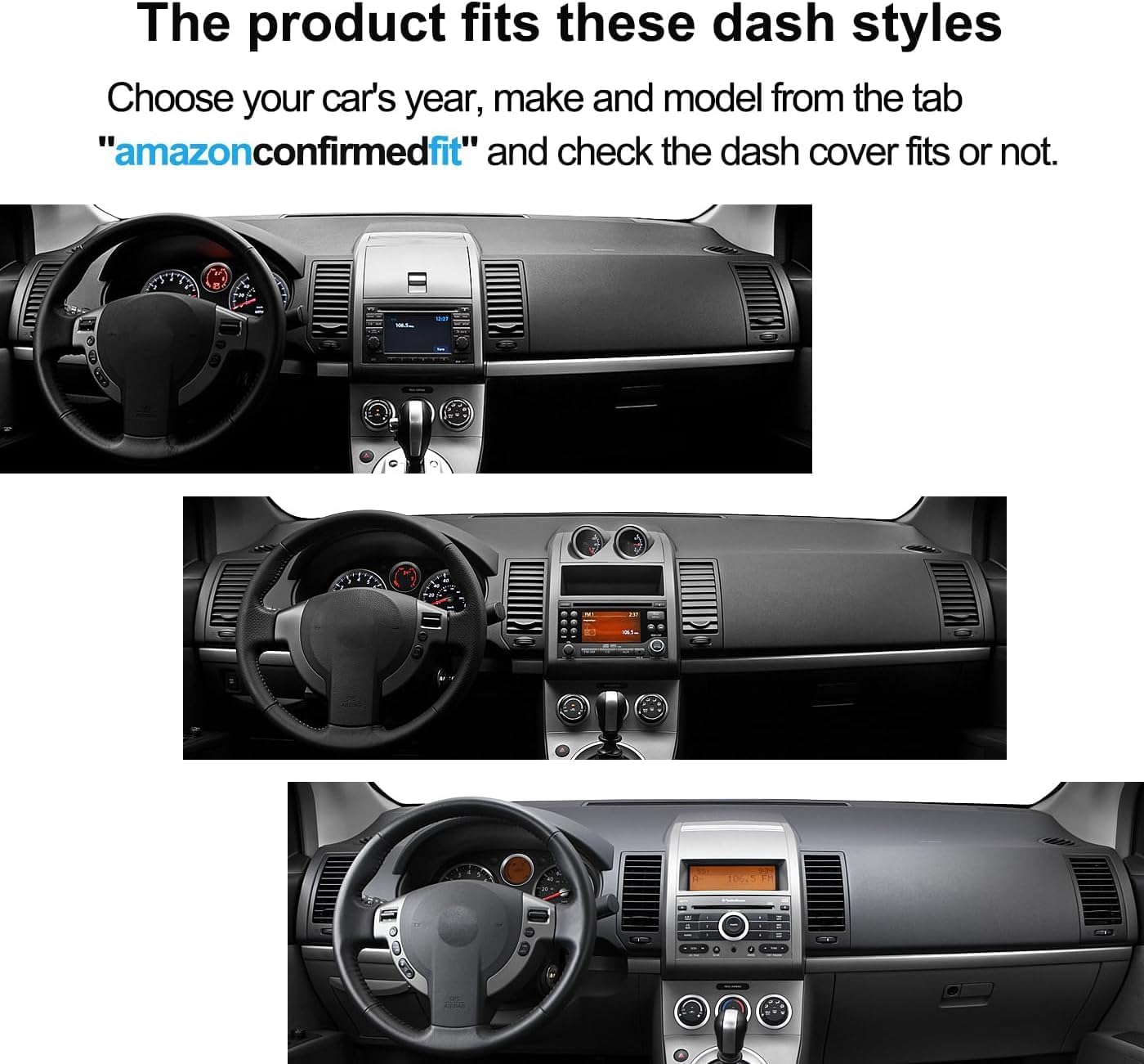 Dash Cover Mat Custom Fit for Nissan Sentra Dashboard Pad Carpet Protector F245 (Dark Gray)
