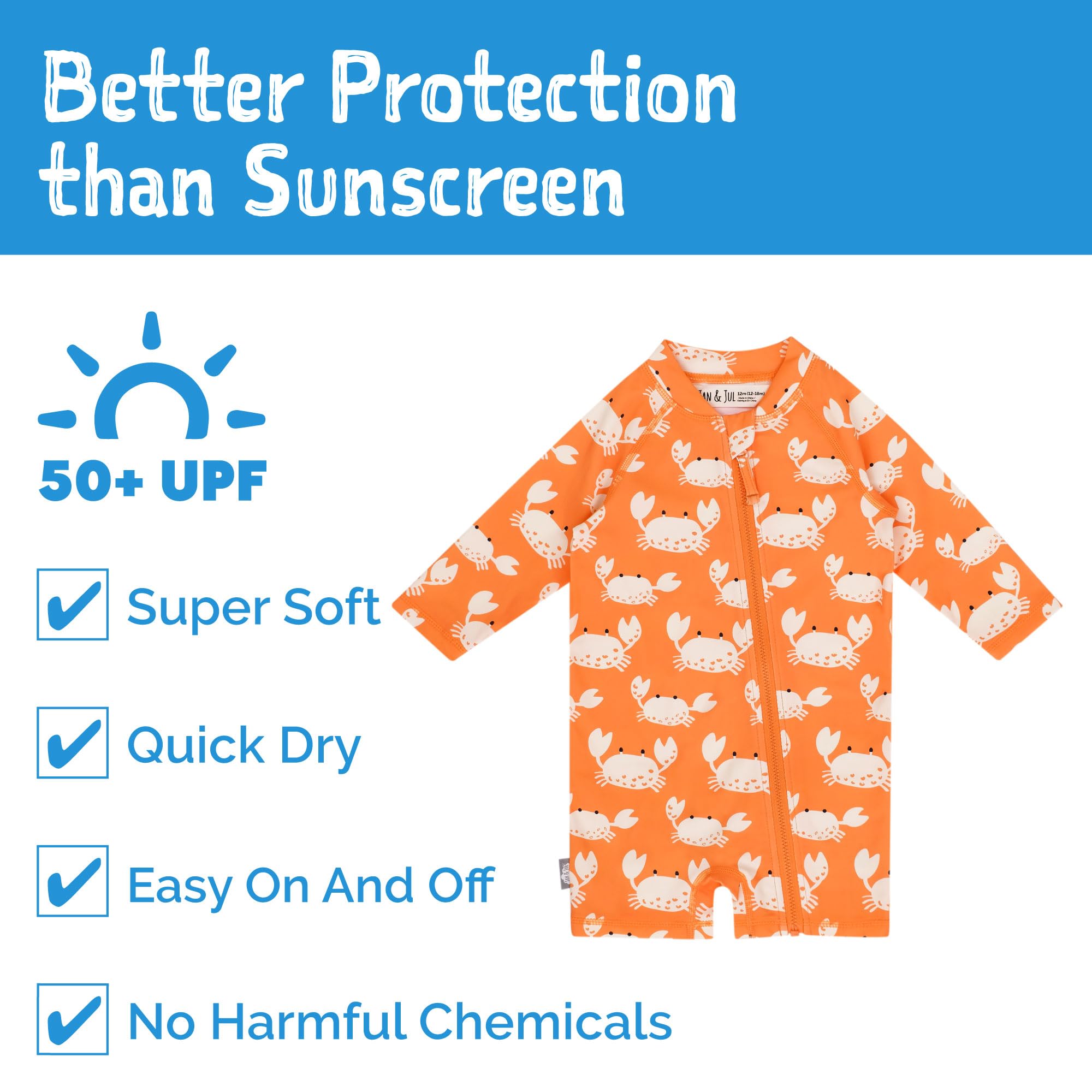 JAN & JUL 1 mono de manga larga con protección UV (bebé, niño pequeño)