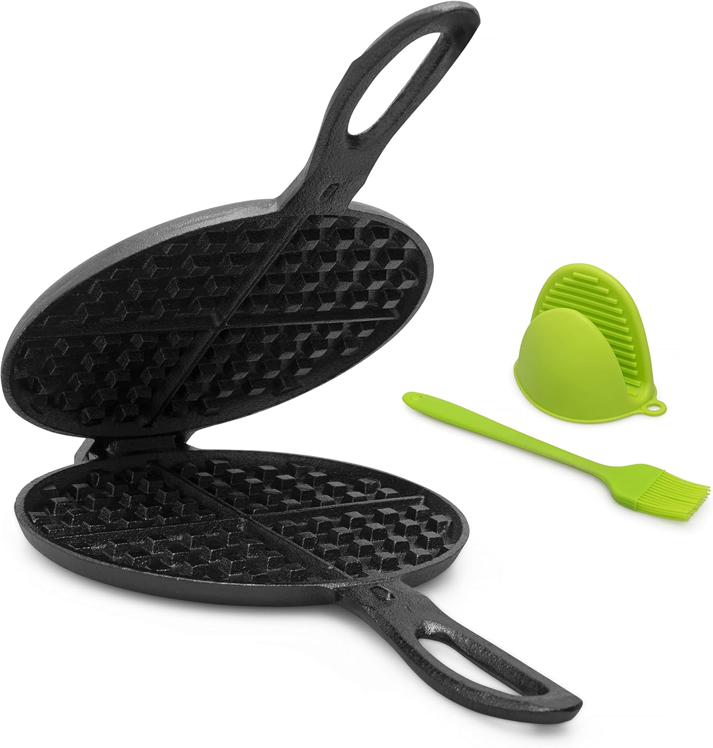 Cast Iron Waffle Maker 6.8 inch Stove Top Waffle Iron Cookware