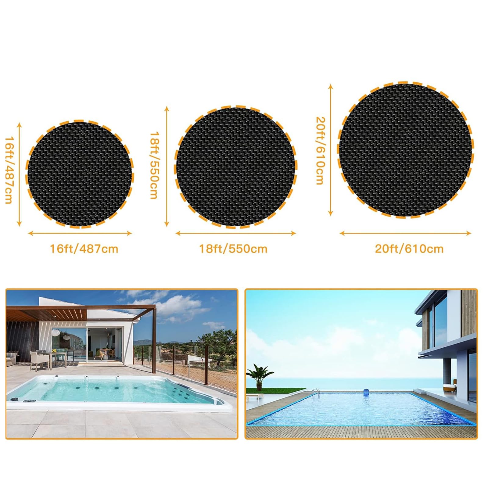 Pool Aufroller Abdeckung, Schwimmbad Solardecke 420D Oxford wasserdichter Sonnen Staubdicht UV beständig Schutzhülle Reel Kordelzug, Aufrollsystem oberirdische inground (Schwarz, 18FT)