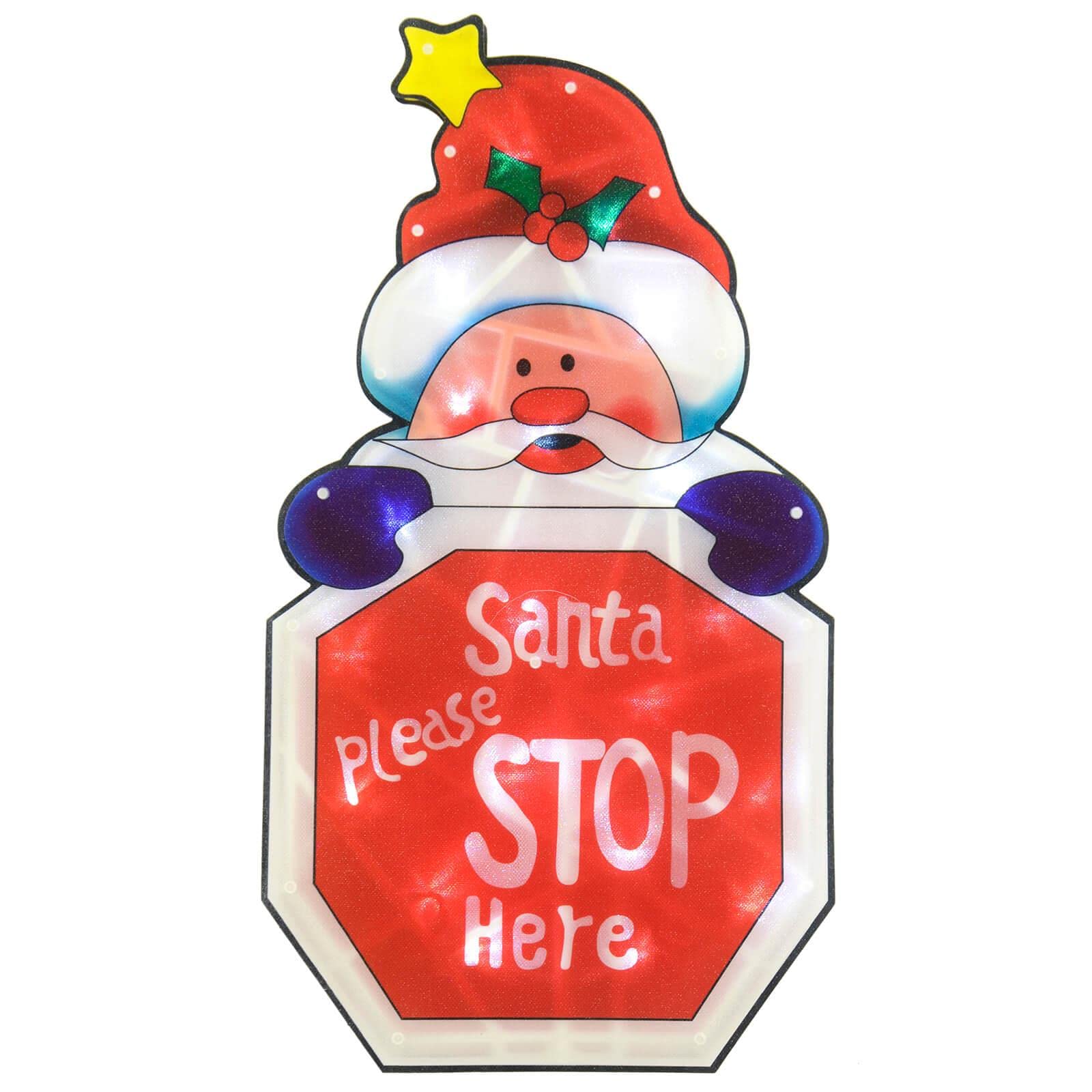 Mr Crimbo Santa Stop Here Window Silhouette - Santa Stp Here
