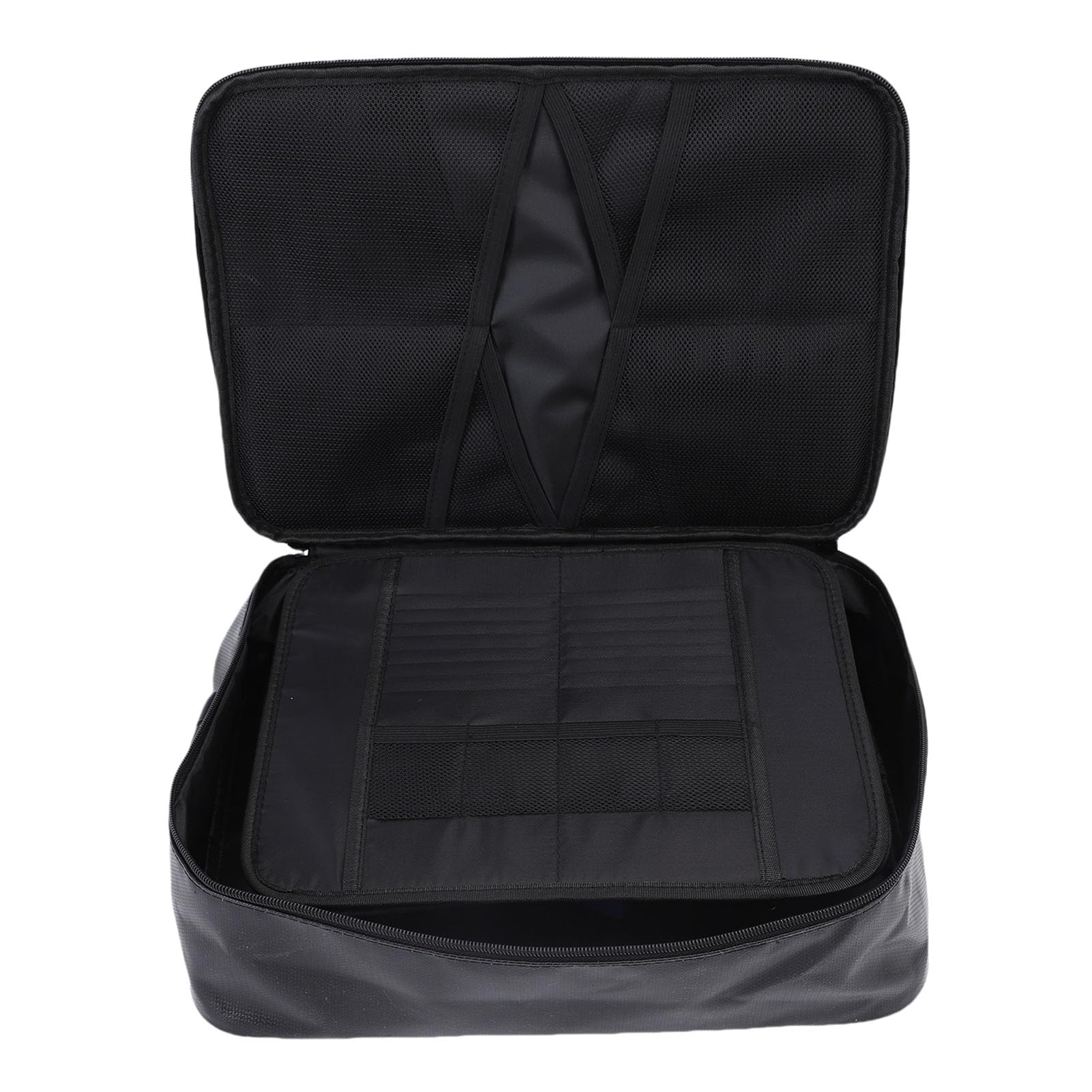 Organizer per documenti con serratura codificata Borsa portadocumenti portatile con cerniera a 3 strati per viaggi, ufficio, casa, nera
