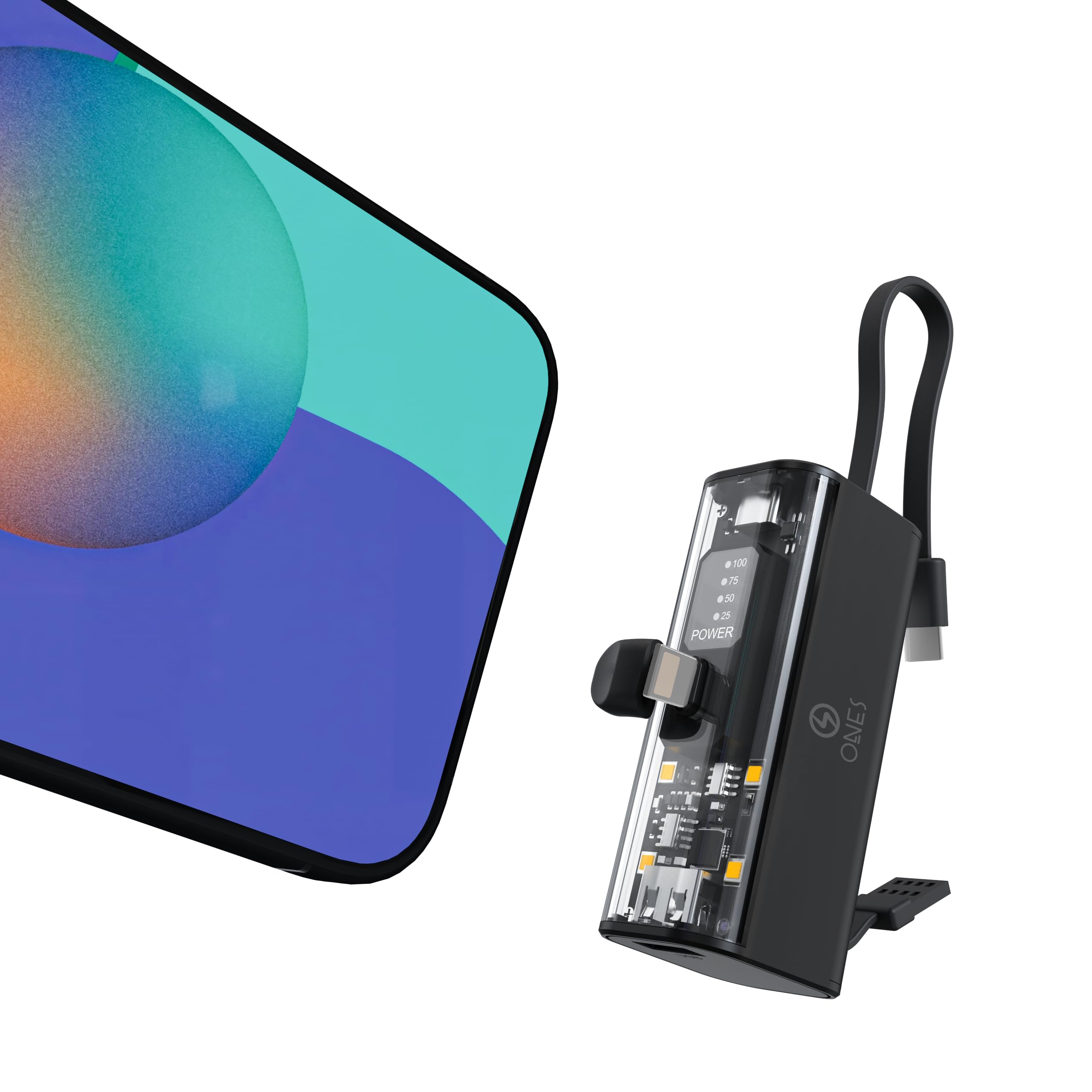ONES Small Portable Charger 5000mAh Fast Charging Power Bank Smart Display LED Lights Travel Essential Phone Power Bank