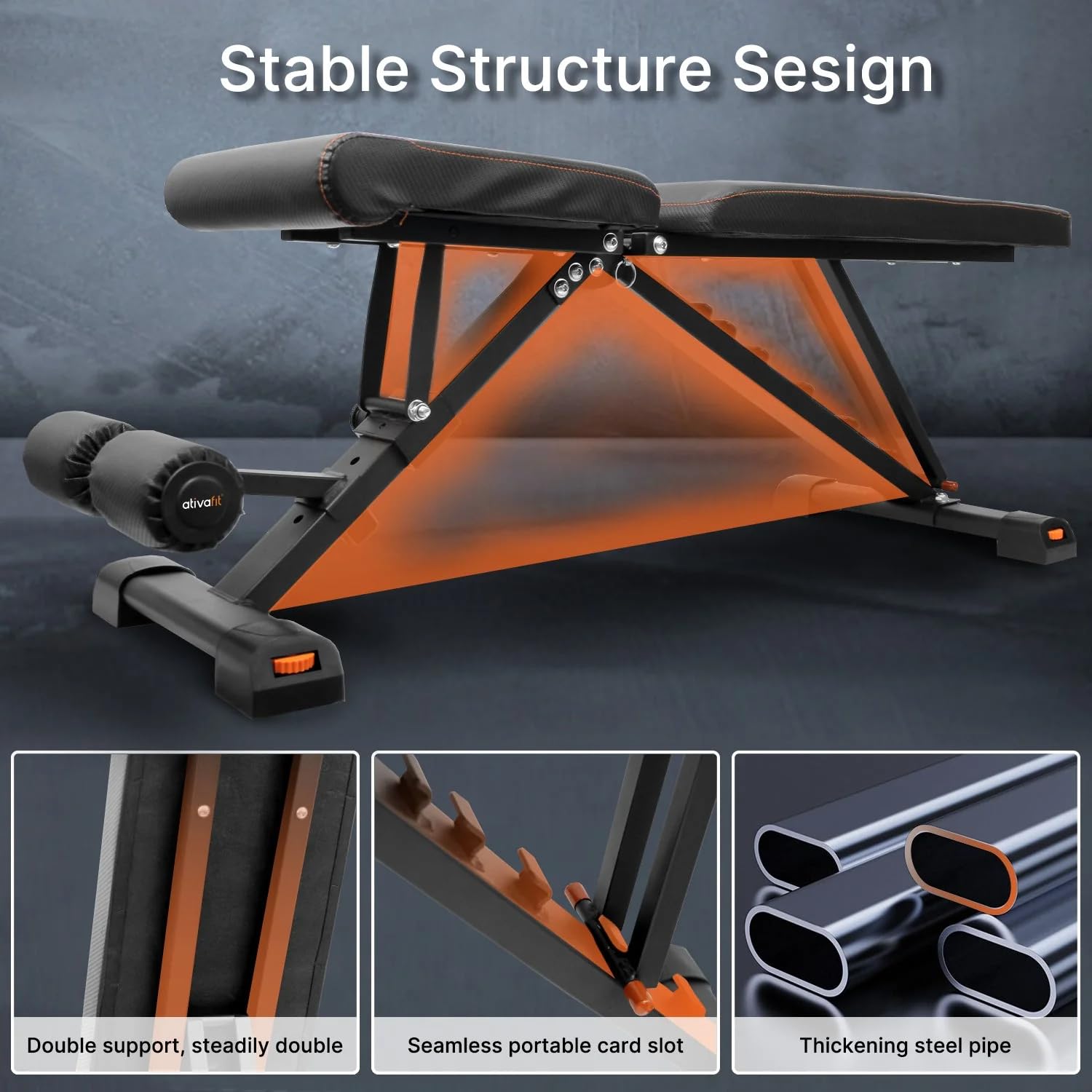 Adjustable Weight Bench, Foldable Workout Bench for Home Gym, Flat Incline Decline Bench Press Bench for Full Body Strength Training