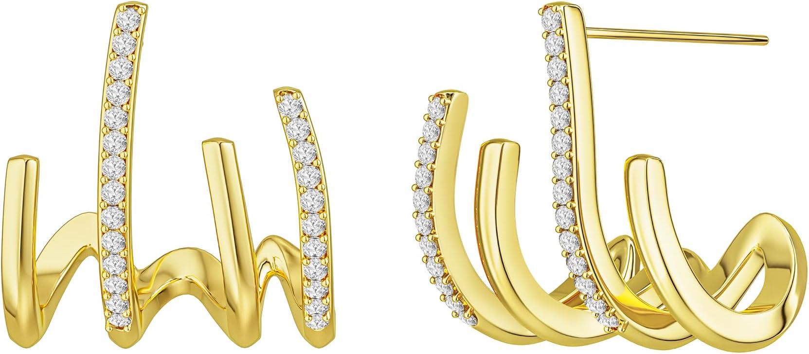 Claw Earrings for Women, 14k Gold Plated Claw Earrings Cuff Hypoallergenic Subloom Ear Wrap Piercing Stud Earrings Minimalist Trendy Cubic Zirconia Warp Cuff Earrings Dainty Jewelry for Women