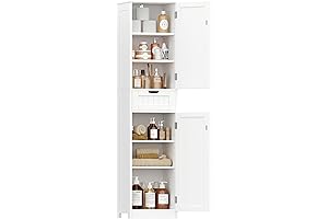 66.9 Tall Bathroom Storage Cabinet for Small Spaces, White