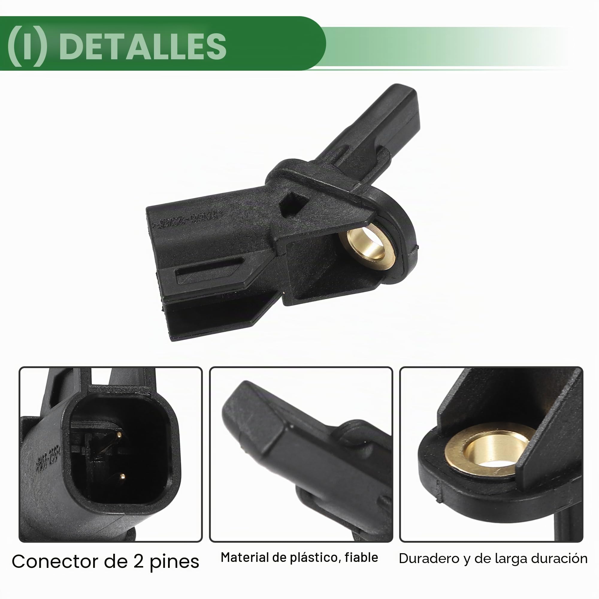 A ABSOPRO Abs Sensor Velocidad para Ford Kuga Mk2 2 Unidades | Negro, Material Abs Y Metal, Tamaño 5.7X4X1.8Cm, No.30748149, 2 Pines, Para Ford C-Max Ii, Focus Mk2, Kuga Mk1