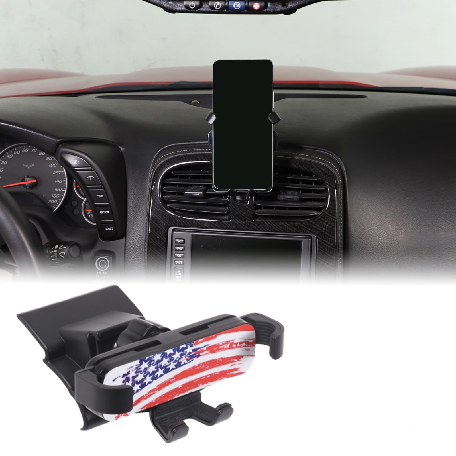 Soporte de teléfono para coche Corvette C6 2005-2013, consola central, rejilla de ventilación, giratorio, fijo, soporte de teléfono móvil para coche, compatible con iPhone, Android, smartphones
