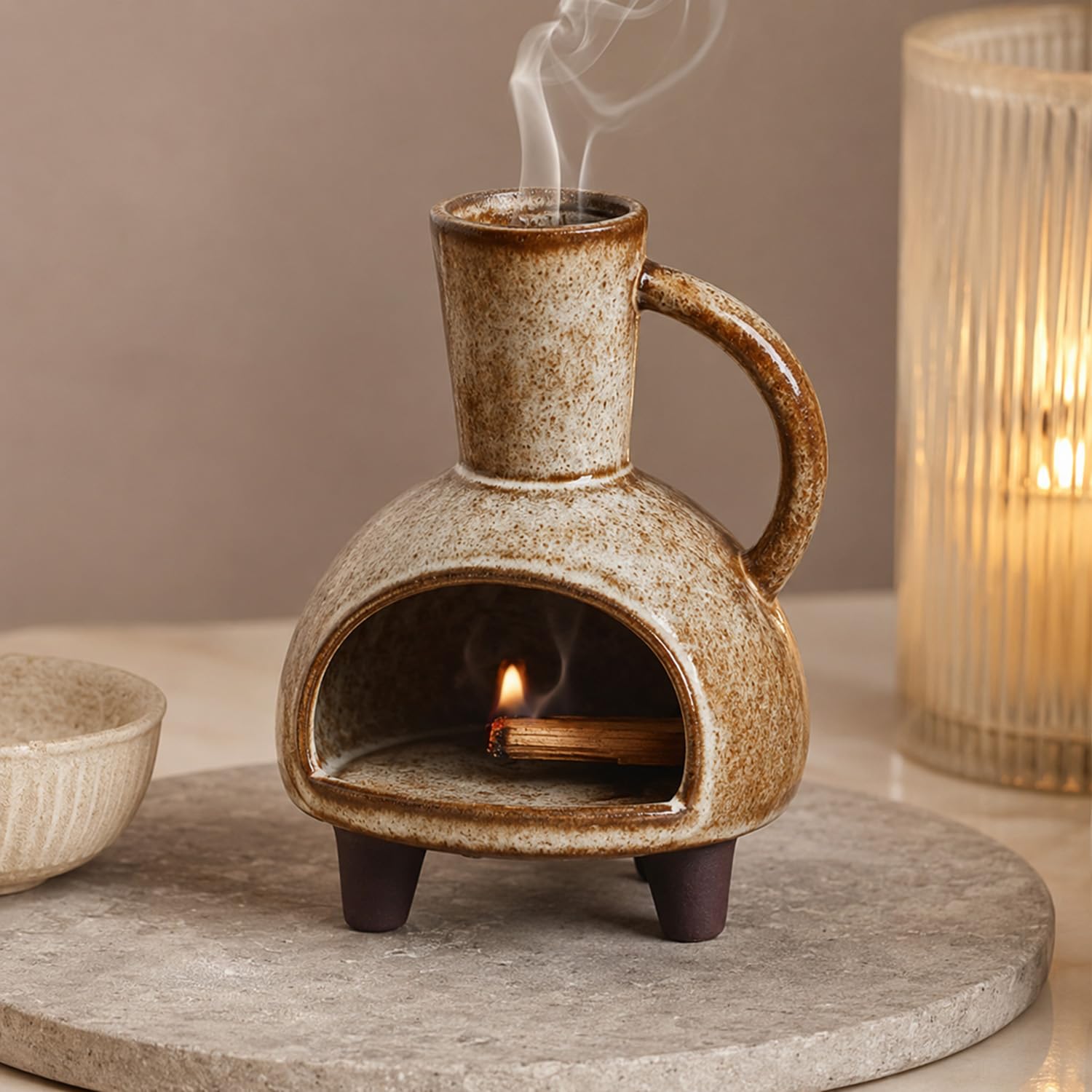 Soporte de cerámica para palo santo, quemador de incienso para mini