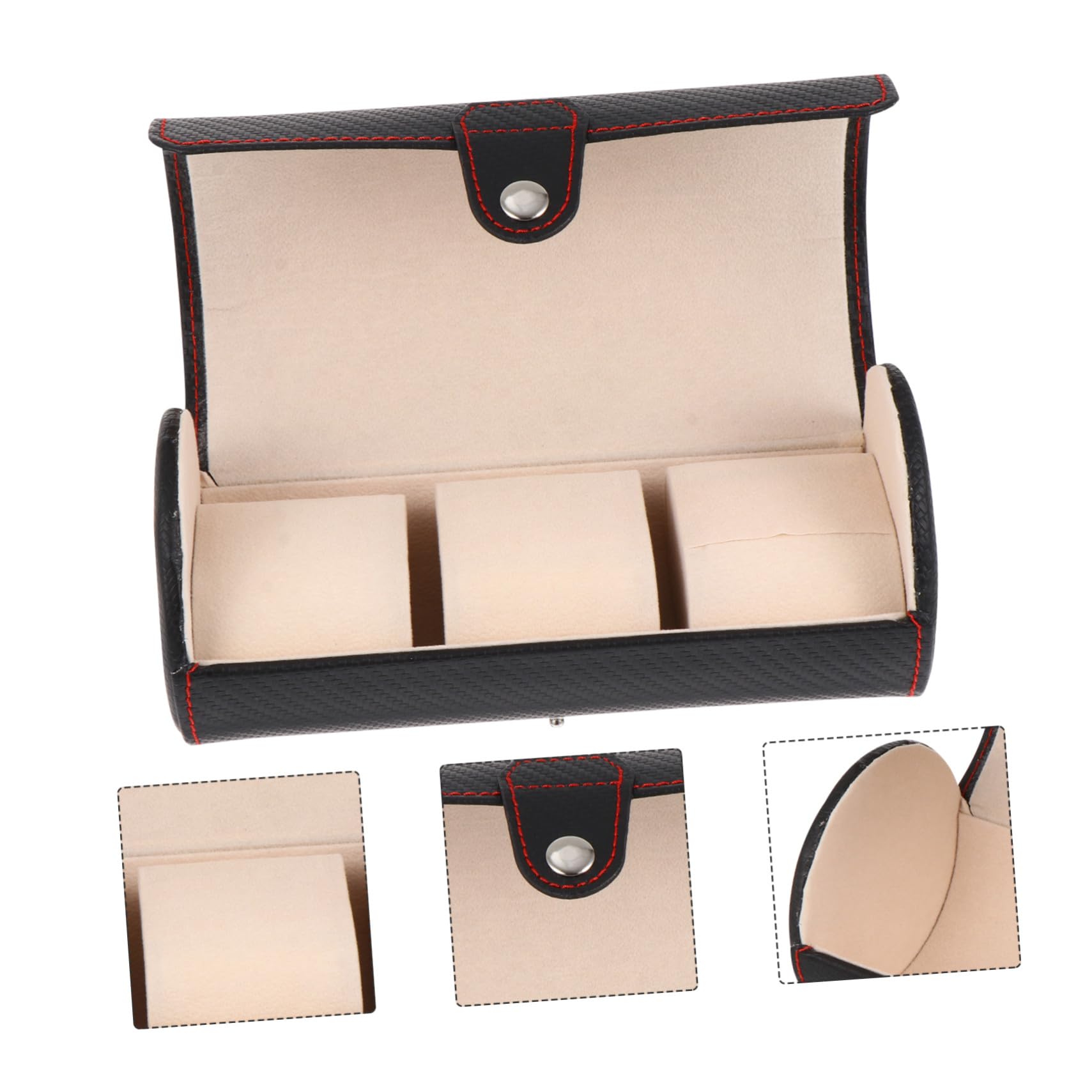 Uhrenrolle mit 3 Fächern aus Pu in Schwarz für Reise und Zuhause | Vintage Design, Schlicht und Elegant, zur Aufbewahrung von Schmuck und Uhren