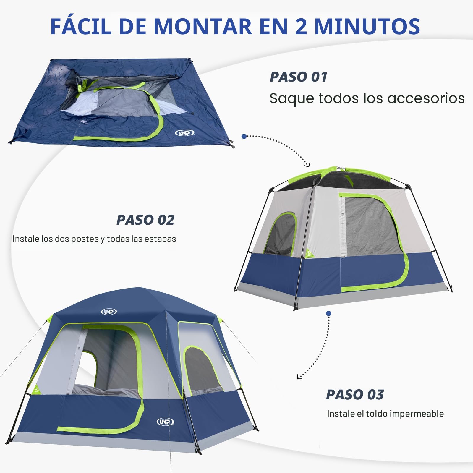Tienda De Campaña 1 Persona | Impermeable 3000mm | Ligera 2kg | Doble Capa Con Mosquitera | Fácil Montaje