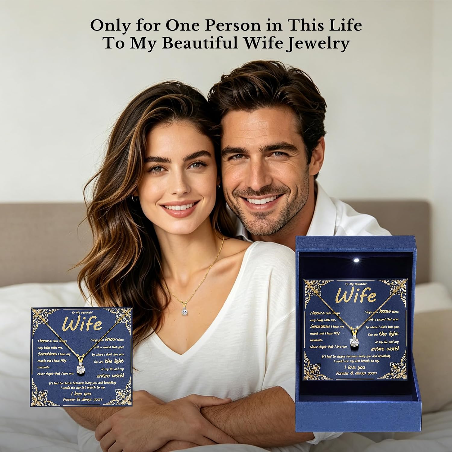 Moissanite Necklaces for Women|1-2CT D Color VVS1 Gifts for Wife w/LED Box|18+2"Chain 925 Sterling Silver 18K Gold Filled|Womens Jewelry Gift for Christmas Valentines Mothers Day with Wife Card