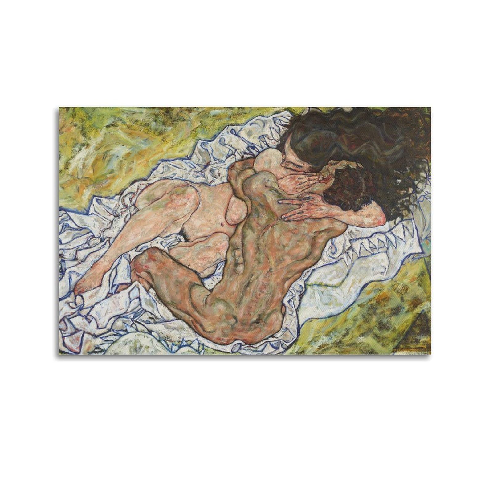 The Embrace by Egon Schiele Painting Poster Decorative Painting Canvas Wall Art Living Rooms Bedroom Painting 24x36inch(60x90cm)