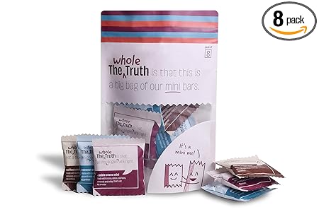 The Whole Truth - Mini Protein Bars | The Chocolate Party (3 Double Cocoa Mini Bars, 3 Coconut Cocoa Mini Bars, 2 Coffee Cocoa Mini Bars) | Pack of 8 x 27g each | Sugar free | No Preservatives | All Natural