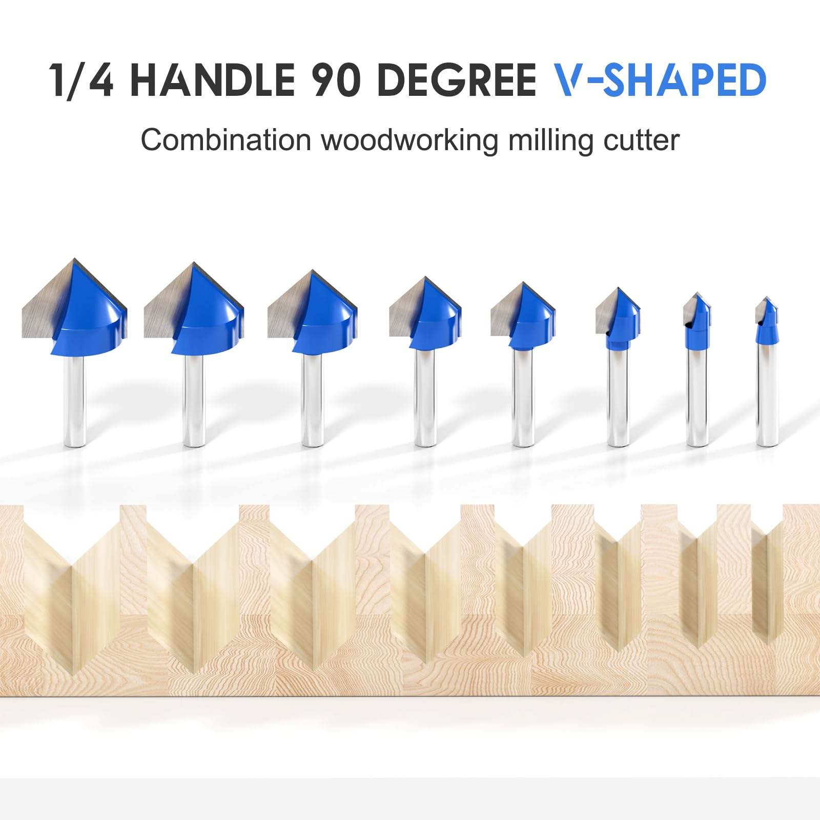 V Groove Router Bits - 8 Sizes for Woodworking & CNC -7